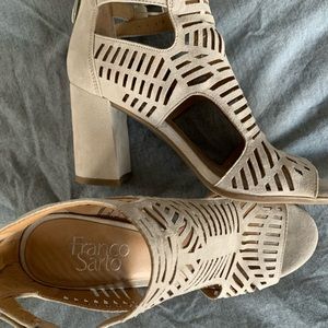 Women’s Nude Franco Sarto Peep Toe Heels - Unique!